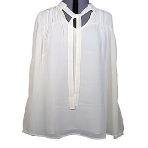 NWOT Peace Love World Chiffon Tie Neck Blouse Sz 8